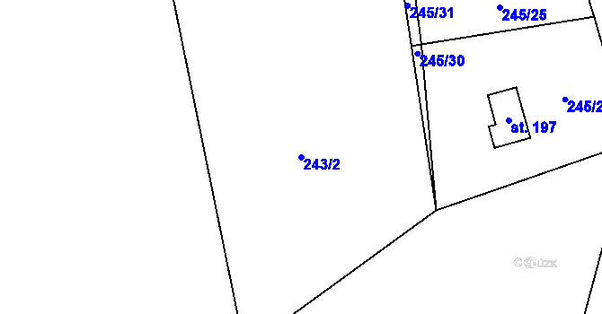 Parcela st. 243/2 v KÚ Všeradice, Katastrální mapa