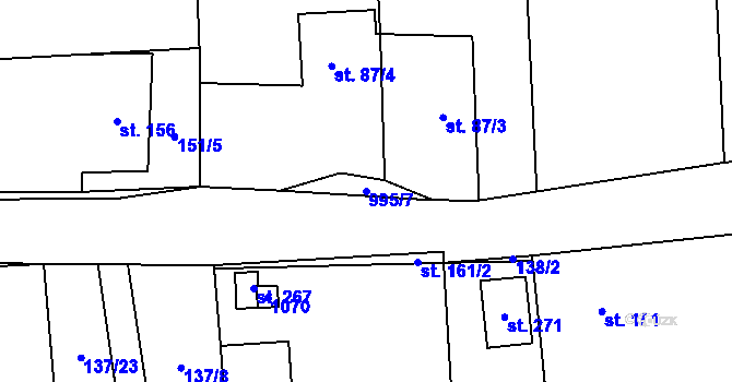 Parcela st. 995/7 v KÚ Všeradice, Katastrální mapa