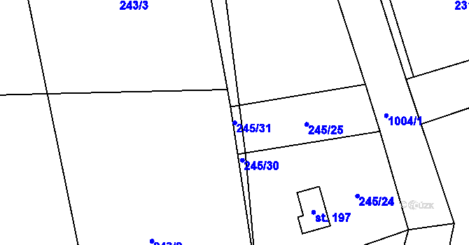 Parcela st. 245/31 v KÚ Všeradice, Katastrální mapa