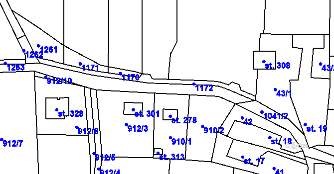 Parcela st. 1041/1 v KÚ Všeradice, Katastrální mapa