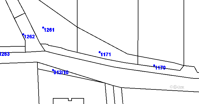 Parcela st. 1171 v KÚ Všeradice, Katastrální mapa