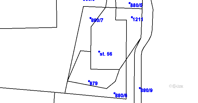 Parcela st. 56 v KÚ Všeradov, Katastrální mapa
