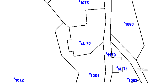 Parcela st. 70 v KÚ Všeradov, Katastrální mapa