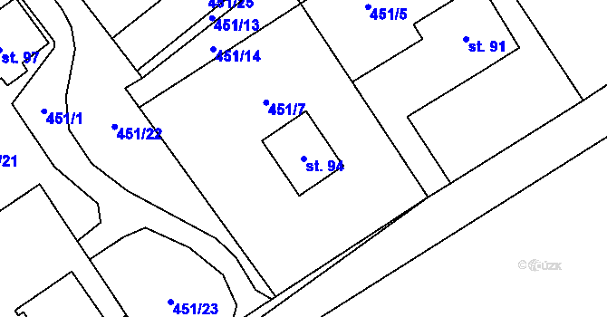 Parcela st. 94 v KÚ Všeradov, Katastrální mapa