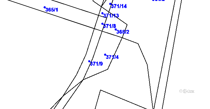 Parcela st. 371/4 v KÚ Všeradov, Katastrální mapa