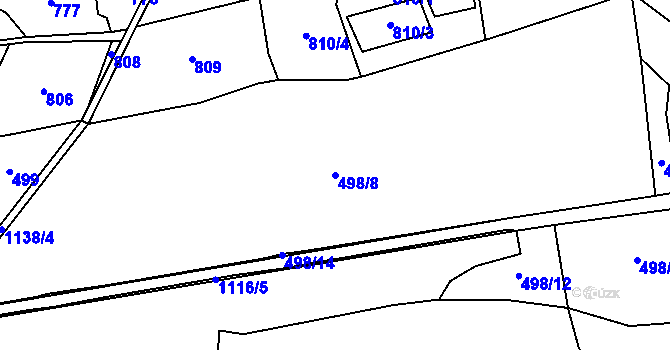 Parcela st. 498/8 v KÚ Všeradov, Katastrální mapa