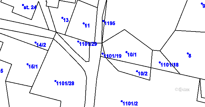 Parcela st. 1101/19 v KÚ Všeradov, Katastrální mapa