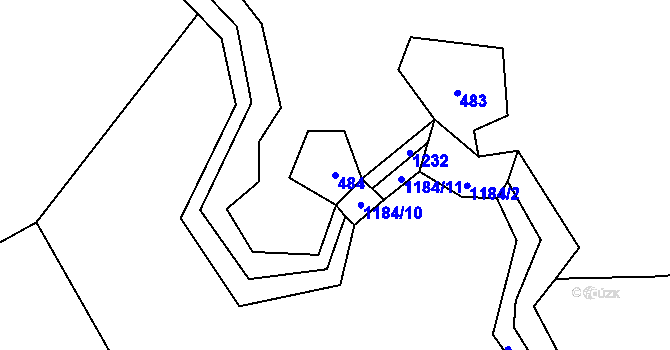 Parcela st. 484 v KÚ Všeradov, Katastrální mapa
