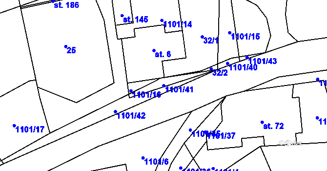 Parcela st. 1101/41 v KÚ Všeradov, Katastrální mapa