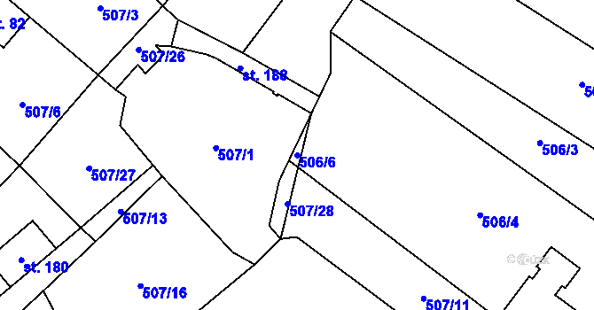 Parcela st. 506/6 v KÚ Všeradov, Katastrální mapa