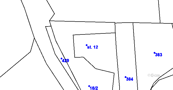Parcela st. 12 v KÚ Studánky u Všerub, Katastrální mapa
