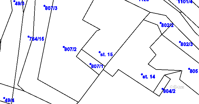 Parcela st. 15 v KÚ Všeruby u Kdyně, Katastrální mapa