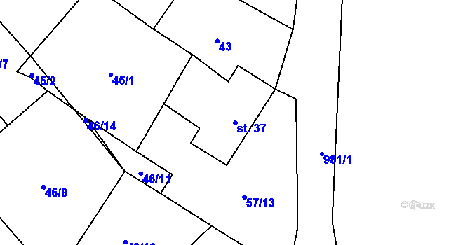 Parcela st. 37 v KÚ Všeruby u Kdyně, Katastrální mapa