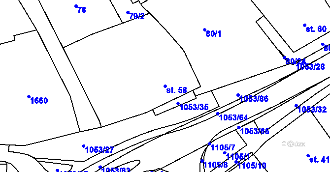 Parcela st. 58 v KÚ Všeruby u Kdyně, Katastrální mapa