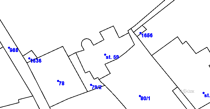 Parcela st. 59 v KÚ Všeruby u Kdyně, Katastrální mapa
