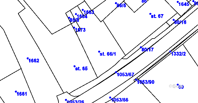 Parcela st. 66/1 v KÚ Všeruby u Kdyně, Katastrální mapa