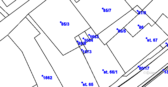 Parcela st. 66/4 v KÚ Všeruby u Kdyně, Katastrální mapa