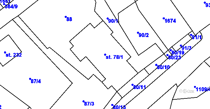 Parcela st. 78/1 v KÚ Všeruby u Kdyně, Katastrální mapa