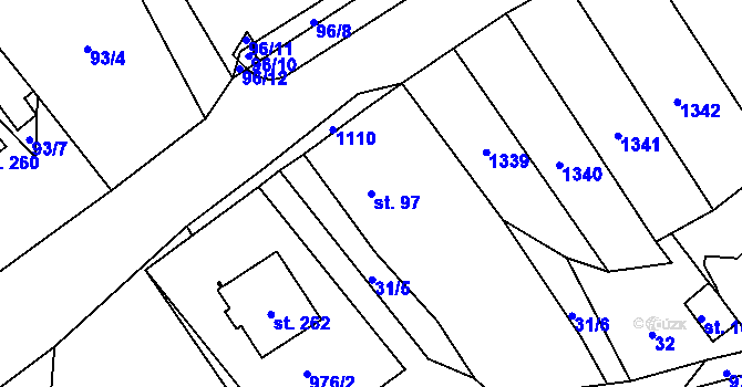 Parcela st. 97 v KÚ Všeruby u Kdyně, Katastrální mapa