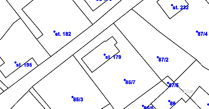Parcela st. 179 v KÚ Všeruby u Kdyně, Katastrální mapa