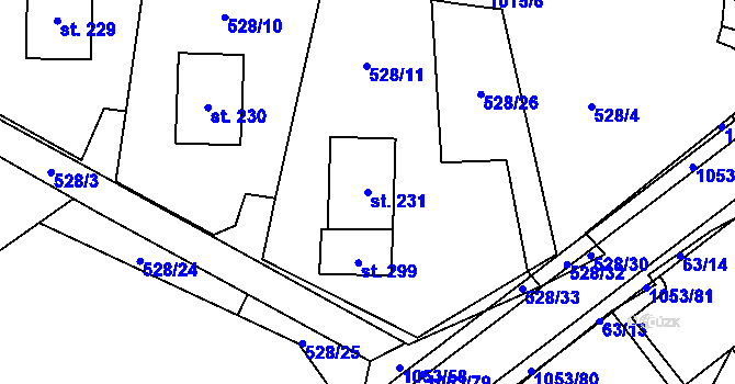 Parcela st. 231 v KÚ Všeruby u Kdyně, Katastrální mapa