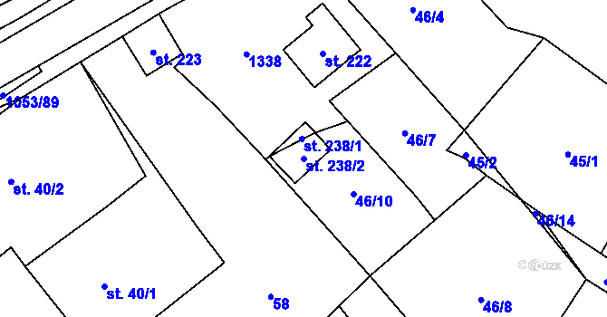 Parcela st. 238/2 v KÚ Všeruby u Kdyně, Katastrální mapa