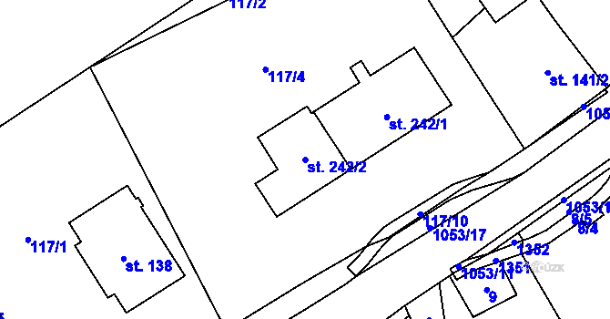 Parcela st. 242/2 v KÚ Všeruby u Kdyně, Katastrální mapa
