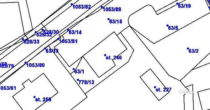 Parcela st. 246 v KÚ Všeruby u Kdyně, Katastrální mapa