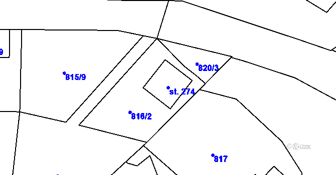 Parcela st. 274 v KÚ Všeruby u Kdyně, Katastrální mapa
