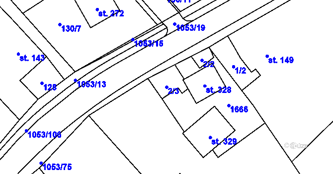 Parcela st. 2/3 v KÚ Všeruby u Kdyně, Katastrální mapa