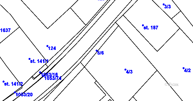 Parcela st. 5/6 v KÚ Všeruby u Kdyně, Katastrální mapa
