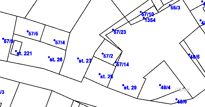 Parcela st. 57/2 v KÚ Všeruby u Kdyně, Katastrální mapa