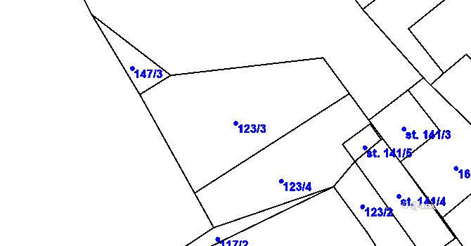 Parcela st. 123/3 v KÚ Všeruby u Kdyně, Katastrální mapa