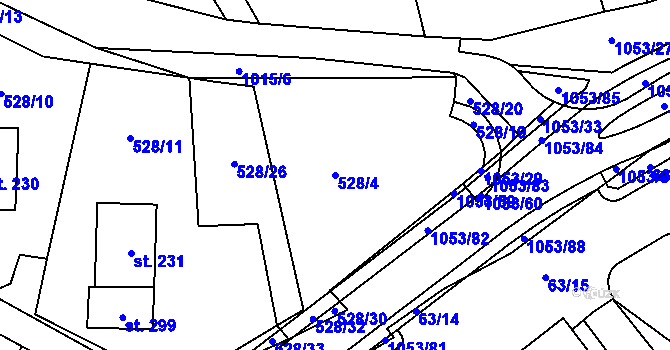 Parcela st. 528/4 v KÚ Všeruby u Kdyně, Katastrální mapa