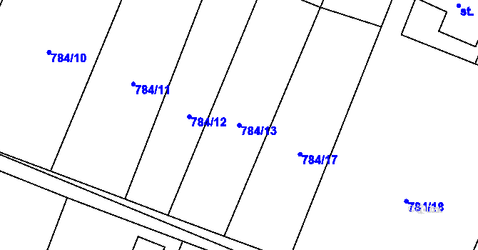 Parcela st. 784/13 v KÚ Všeruby u Kdyně, Katastrální mapa