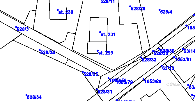 Parcela st. 299 v KÚ Všeruby u Kdyně, Katastrální mapa