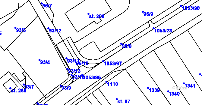 Parcela st. 96/8 v KÚ Všeruby u Kdyně, Katastrální mapa