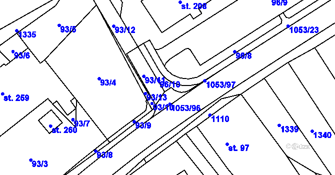 Parcela st. 96/12 v KÚ Všeruby u Kdyně, Katastrální mapa