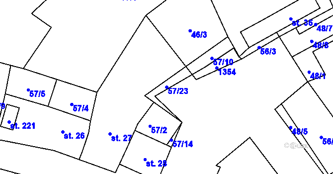 Parcela st. 57/23 v KÚ Všeruby u Kdyně, Katastrální mapa