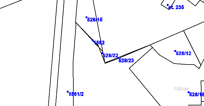 Parcela st. 528/22 v KÚ Všeruby u Kdyně, Katastrální mapa