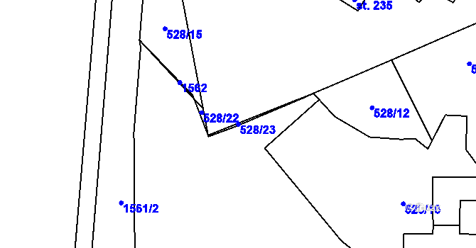 Parcela st. 528/23 v KÚ Všeruby u Kdyně, Katastrální mapa