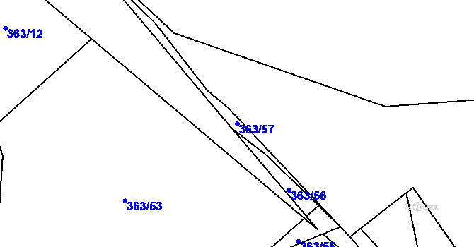 Parcela st. 363/57 v KÚ Všeruby u Kdyně, Katastrální mapa