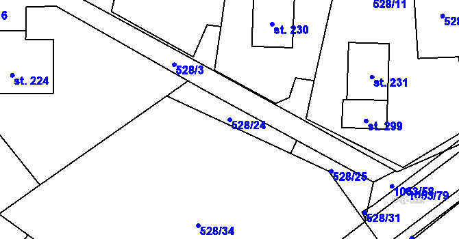 Parcela st. 528/24 v KÚ Všeruby u Kdyně, Katastrální mapa