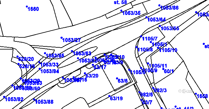 Parcela st. 63/12 v KÚ Všeruby u Kdyně, Katastrální mapa