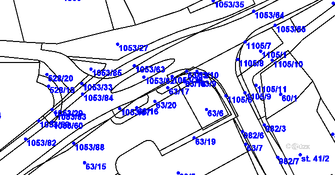 Parcela st. 63/17 v KÚ Všeruby u Kdyně, Katastrální mapa