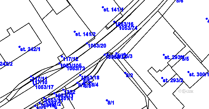 Parcela st. 1053/73 v KÚ Všeruby u Kdyně, Katastrální mapa