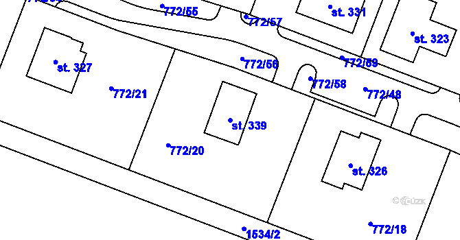 Parcela st. 339 v KÚ Všeruby u Kdyně, Katastrální mapa
