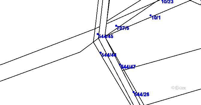 Parcela st. 544/44 v KÚ Myslív u Všerub, Katastrální mapa