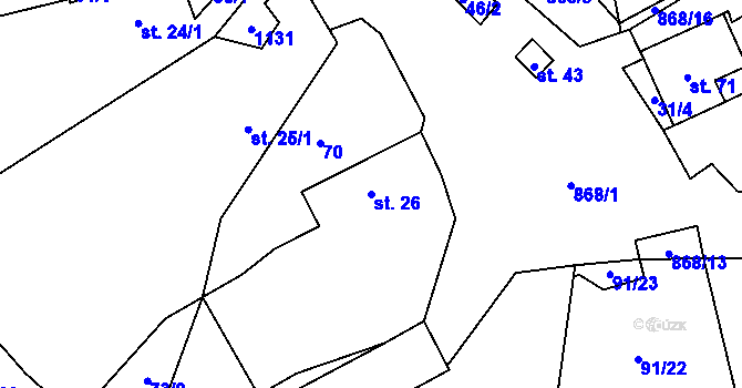 Parcela st. 26 v KÚ Radimovice u Všerub, Katastrální mapa