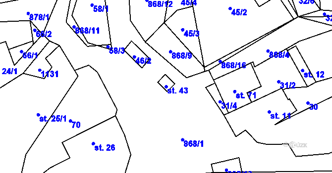 Parcela st. 43 v KÚ Radimovice u Všerub, Katastrální mapa